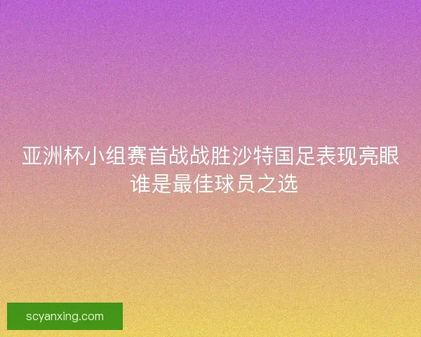 亚洲杯小组赛首战战胜沙特国足表现亮眼 谁是最佳球员之选