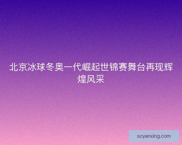 北京冰球冬奥一代崛起世锦赛舞台再现辉煌风采