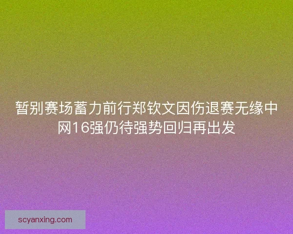 暂别赛场蓄力前行郑钦文因伤退赛无缘中网16强仍待强势回归再出发